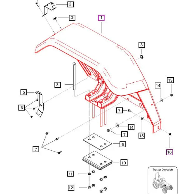 Mahindra Fender Assembly RH 007639786V92 Mahindra Direct Parts