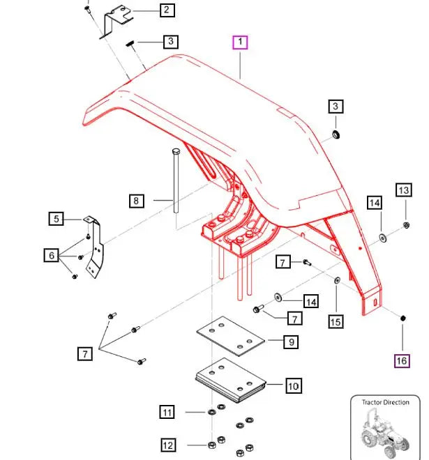 Mahindra Fender Assembly RH 007639786V92 Mahindra Direct Parts