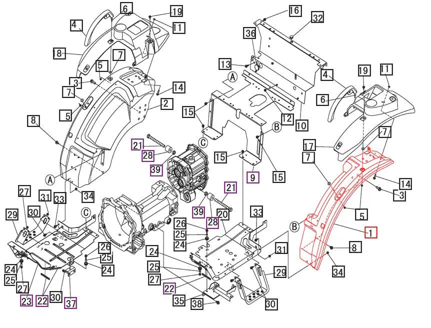 Mahindra Fender Left LH 10443502BP0 Mahindra Direct Parts