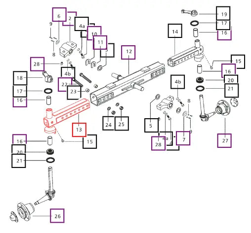 Mahindra Front Axle Extension RH 000041040C08 Mahindra Direct Parts
