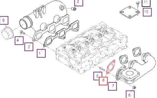 Mahindra Gasket Exhaust Manifold 3 In 1 E5800-12352 Mahindra Direct Parts