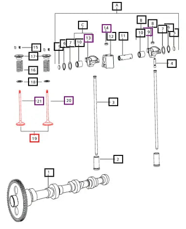 Mahindra Head Valve Set (4 Exhaust, 4 Intake) 000020857E05 Mahindra Direct Parts