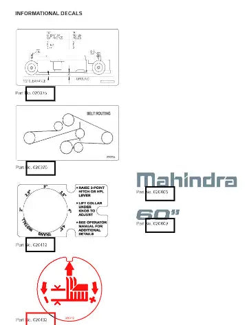 Mahindra Informational, Decal AME020432 Mahindra Direct Parts