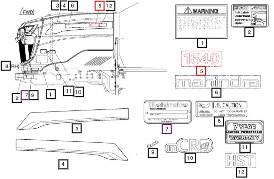 Mahindra Label 1640 16078763001 Mahindra Direct Parts