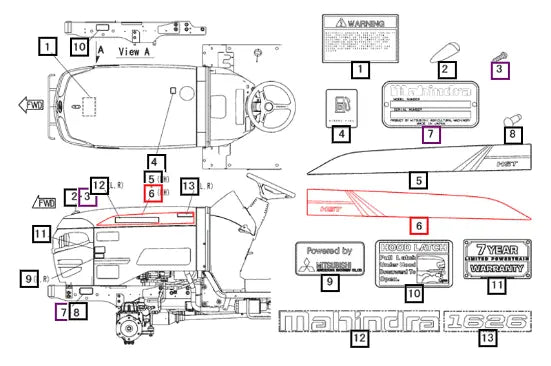 Mahindra Label Rh,side 19468798100 Mahindra Direct Parts