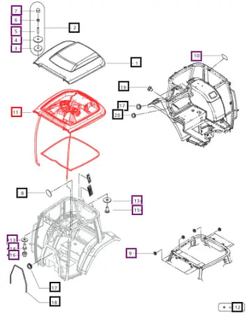 Mahindra Middle Roof Assembly E007518012D91 Mahindra Direct Parts