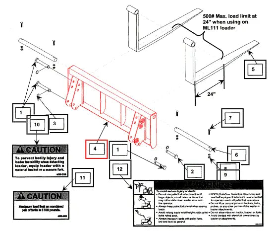 Mahindra Pallet Fork Frame KMW13022088 Mahindra Direct Parts