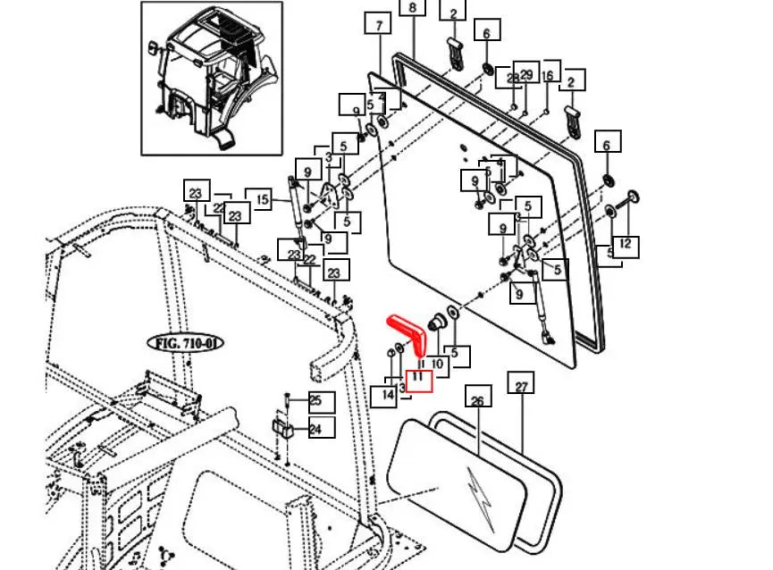 Mahindra Rear Window Handle 2565 Mahindra Direct Parts