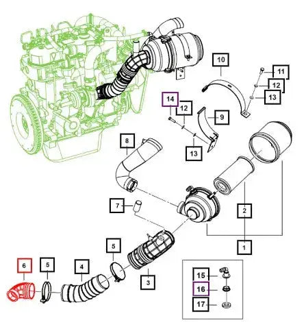 Mahindra Roxor 90 Degree Air Inlet Hose At Turbocharger 0313AC1730N Mahindra
