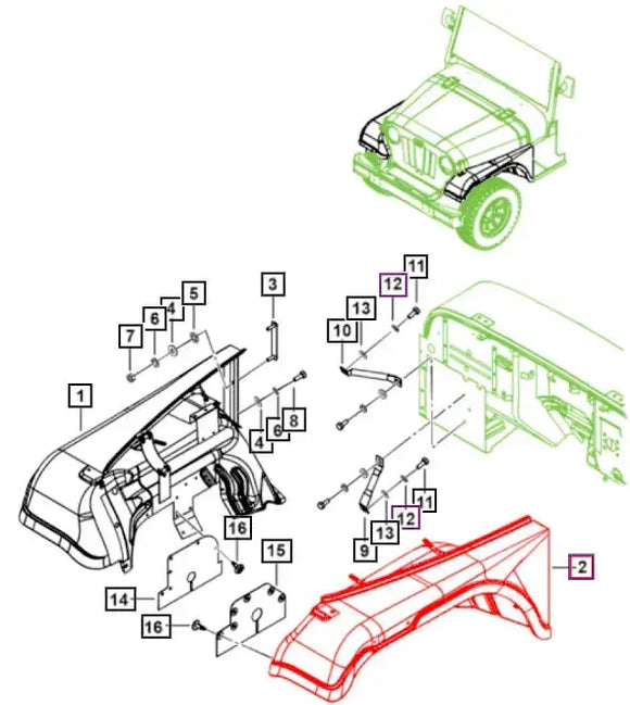 Mahindra Roxor Front LH Left Fender 0102CAD01990NPR Mahindra