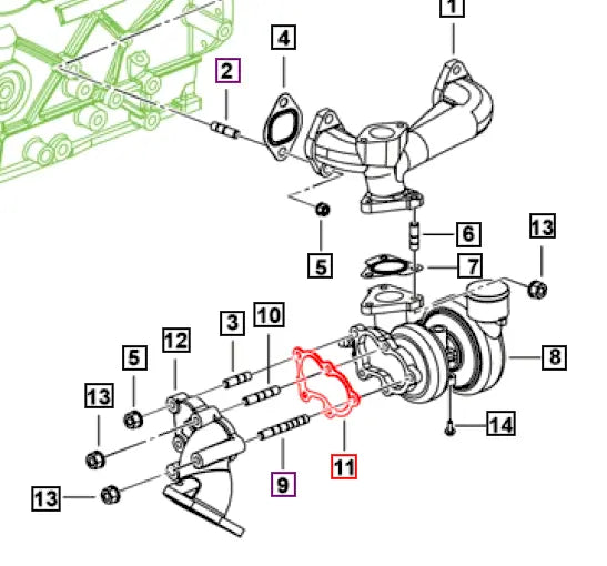 Mahindra Roxor Gasket Turbo Outlet Flange 0302DB0070N Mahindra Direct Parts