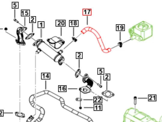 Mahindra Roxor Hose - EGR Cooler Inlet 0304DAB01890N Mahindra Direct Parts
