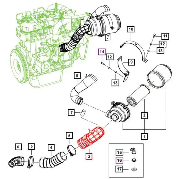 Mahindra Roxor Upper Air Cleaner Hose 0313AC1720N Mahindra