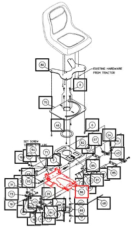 Mahindra Seat Mount Weldment With Decals AME847090 Mahindra Direct Parts