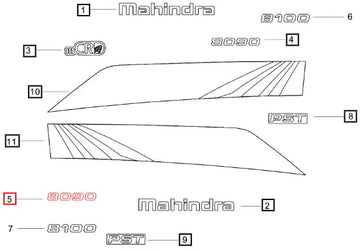 Mahindra Sticker Hood Top Panel Rh - 8090 E007610625D1 Mahindra Direct Parts