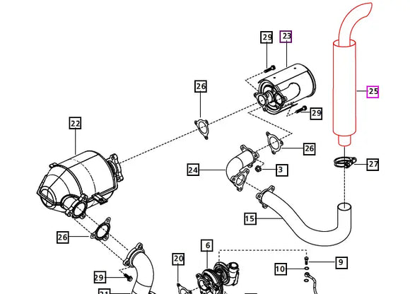 Mahindra Tail Pipe with Guard 008009515B1 Mahindra Direct Parts