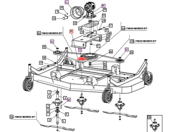 Mahindra Tractor 5 and 6 ft Finish Mower Center Pulley (Small) T14003681R Mahindra