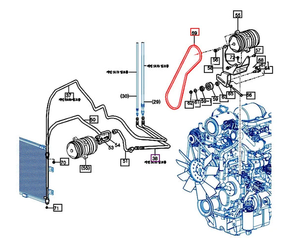 Mahindra Tractor A/C Compressor Belt Rec A-54 19958079400 Mahindra Direct Parts