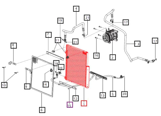 Mahindra Tractor A/C Condenser Assembly E006017267D1 Mahindra Direct Parts