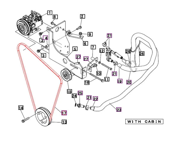 Mahindra Tractor AC Air Conditioning Belt 19480822000 Mahindra