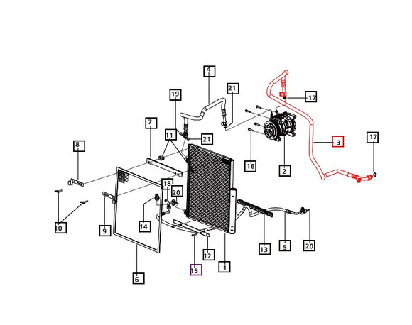 Mahindra Tractor AC Suction Hose E006017633D91 Mahindra Direct Parts