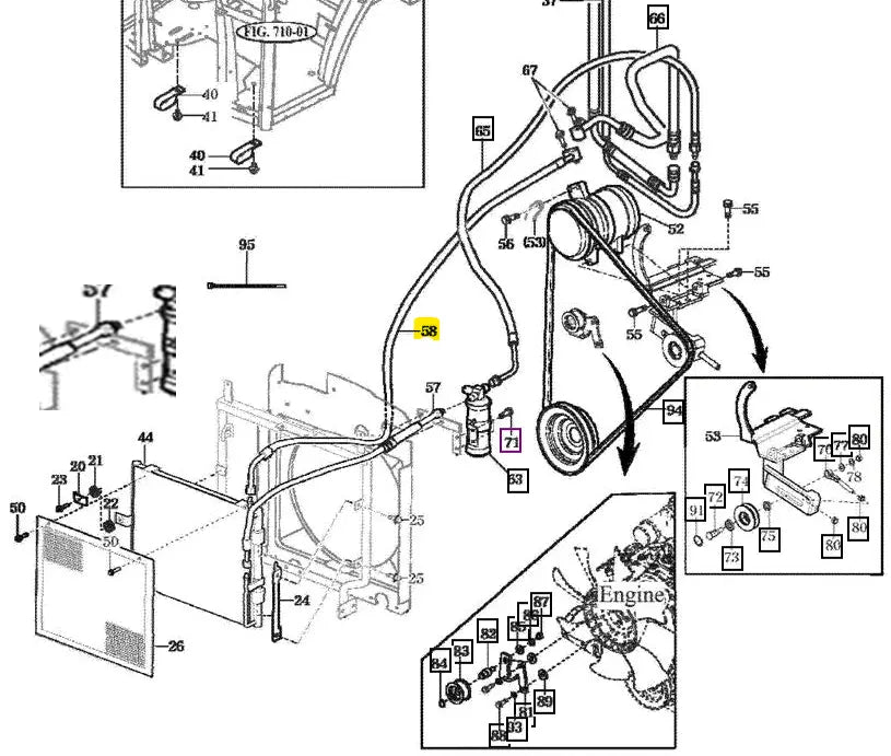 Mahindra Tractor AC line from Compressor to Condenser 12428302901 Mahindra