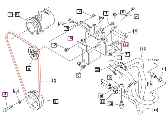 Mahindra Tractor Ac Air Conditioner Belt 19460822000 Mahindra