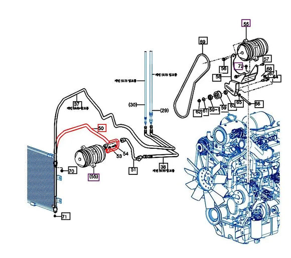 Mahindra Tractor Air Conditioning Hose - Radiator to Compressor 12298302900 Mahindra Direct Parts