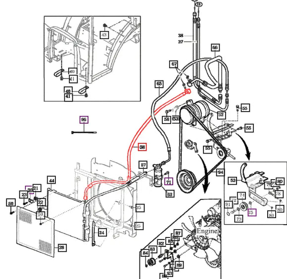 Mahindra Tractor Air Conditioning Line Condenser To Pump 12428302902 Mahindra