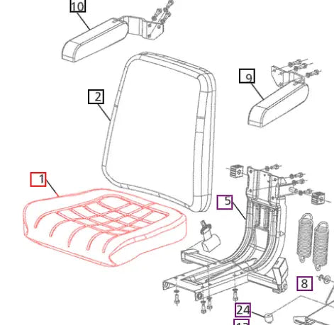 Mahindra Tractor Assy. Seatbase Complete E008002859B91 Mahindra Direct Parts