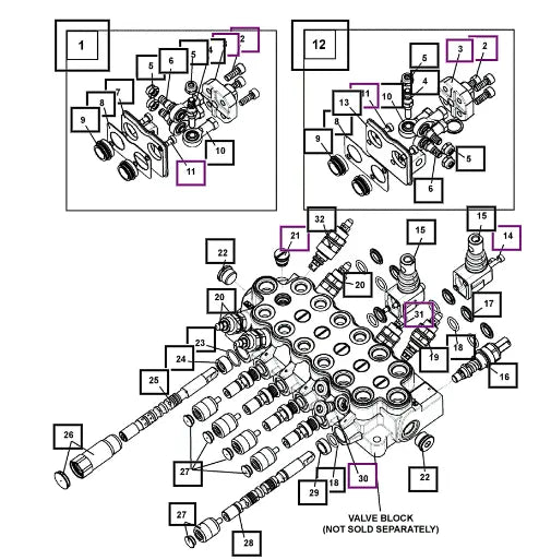 Mahindra Tractor Backhoe 6-spool Monoblock Valve ATI103546 Mahindra Direct Parts