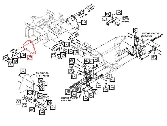 Mahindra Tractor Backhoe Adapter Weldment RH AME847045 Mahindra