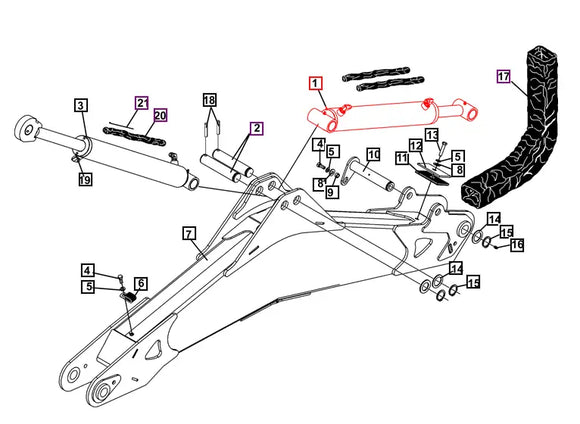 Mahindra Tractor Backhoe Boom Cylinder Assembly ATI121050 Mahindra Direct Parts