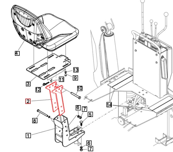 Mahindra Tractor Backhoe Bracket - Seat 60075405-36ALO Mahindra Direct Parts
