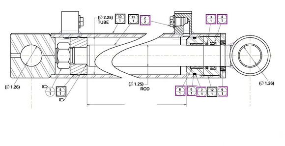 Mahindra Tractor Backhoe Bucket Cylinder AME000283 Mahindra Direct Parts