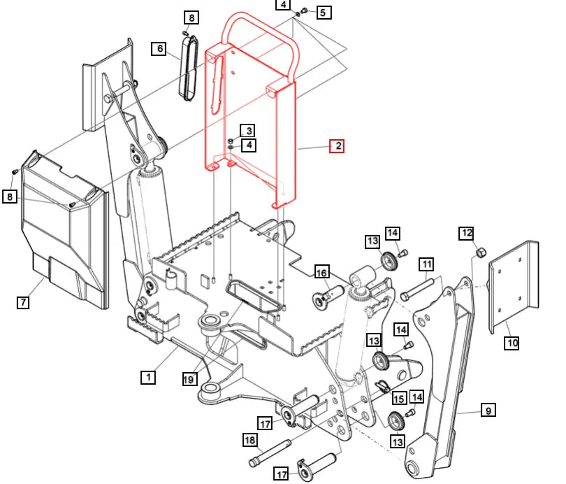 Tractor Backhoe Console - Red 60074774-36ALO - | Mahindra Direct Parts