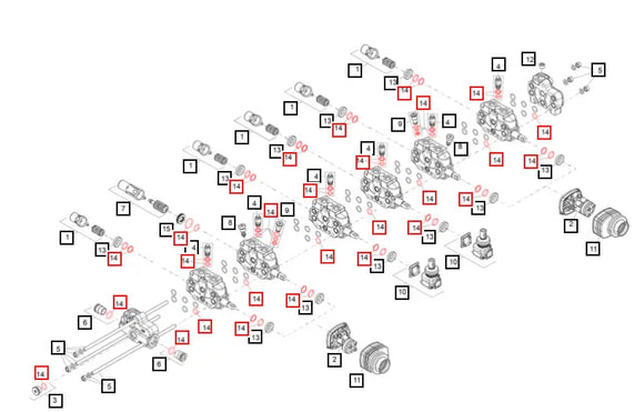 Mahindra Tractor Backhoe Control Valve Seal Kit 59018619ALO Mahindra Direct Parts
