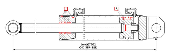 Mahindra Tractor Backhoe Cylinder Seal Kit (For 75/32 Cylinder) 60105288ALO Mahindra Direct Parts