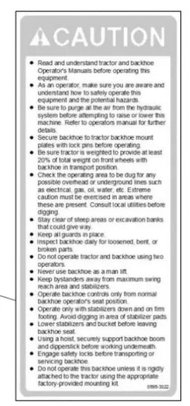 Mahindra Tractor Backhoe Decal - Caution KMW05953322 Mahindra Direct Parts
