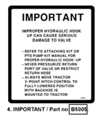 Mahindra Tractor Backhoe Decal Important ANSB5005