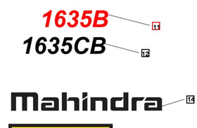 Mahindra Tractor Backhoe Decal Model 1635B KMW05953281 Mahindra Direct Parts