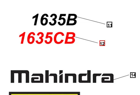 Mahindra Tractor Backhoe Decal Model 1635CB KMW05953282 Mahindra Direct Parts