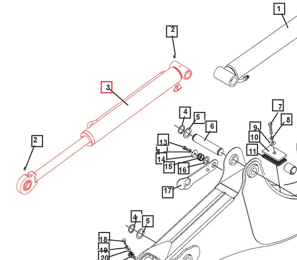 Mahindra Tractor Backhoe Dipper Cylinder ATI105314 Mahindra Direct Parts