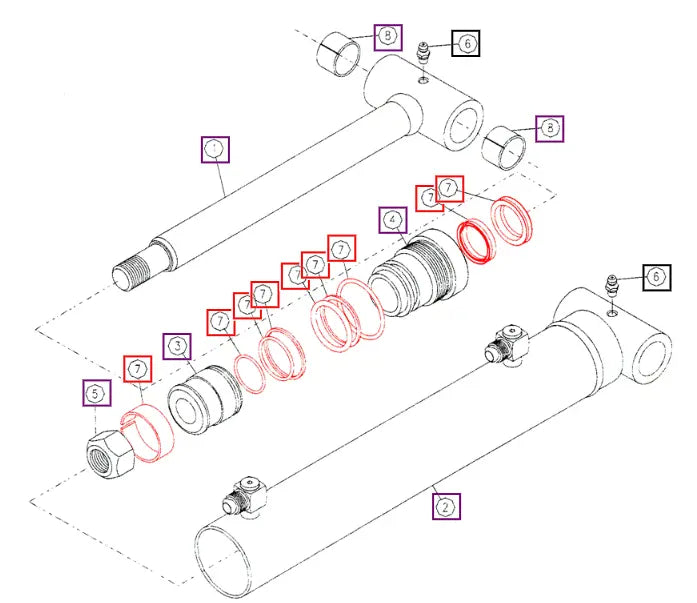 Mahindra Tractor Backhoe Dipper / Tilt Cylinder Seal Kit KMW05902041 Mahindra Direct Parts