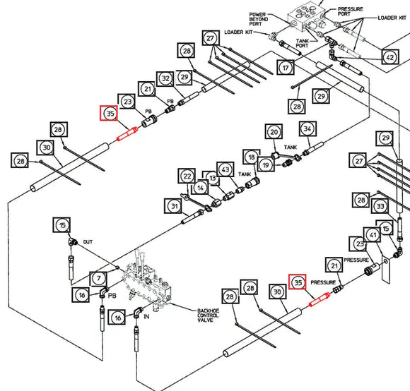 Mahindra Tractor Backhoe Hydraulic Hose 3/8x49 AME017437 Mahindra Direct Parts