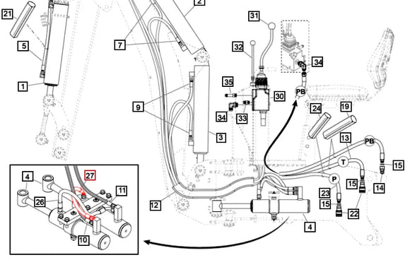 Mahindra Tractor Backhoe Hydraulic Hose 370mm 60070585ALO Mahindra Direct Parts