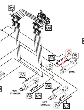 Mahindra Tractor Backhoe Hydraulic Hose with Sleeve 1/4x26 AME017144 Mahindra Direct Parts