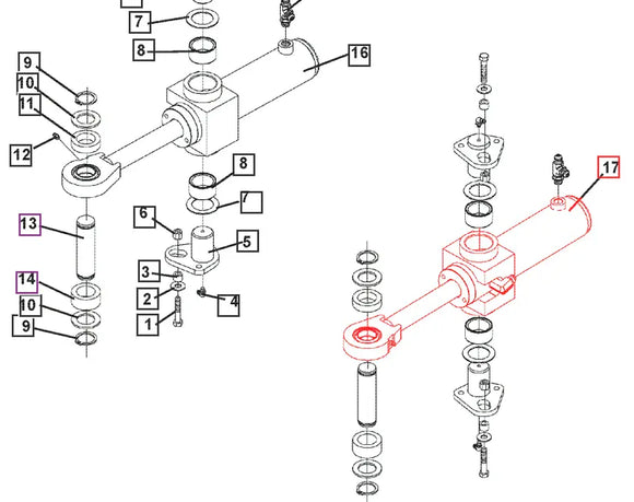 Mahindra Tractor Backhoe Left Swing Cylinder ATI113809 Mahindra Direct Parts