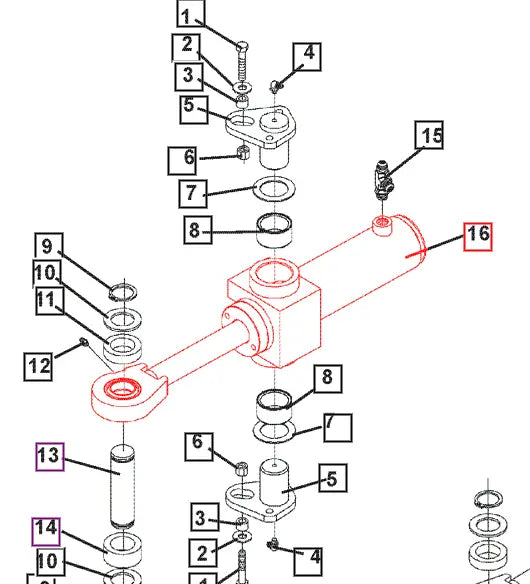 Mahindra Tractor Backhoe Right Swing Cylinder ATI113814 Mahindra Direct Parts