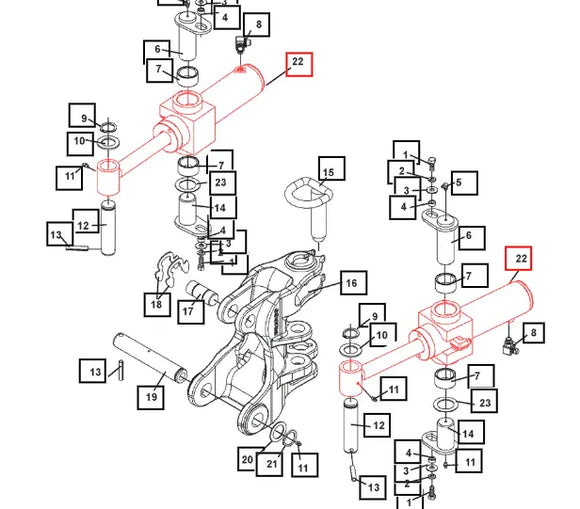 Mahindra Tractor Backhoe Swing Cylinder Assembly LH / RH ATI105328 Mahindra Direct Parts
